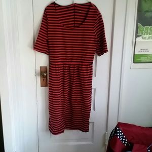 Red/Navy striped stretchy dress